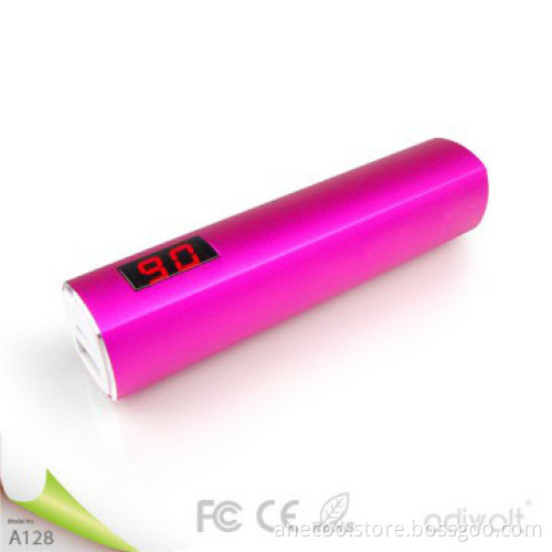 2600mAh cylindrical cute power bank with LED digital display